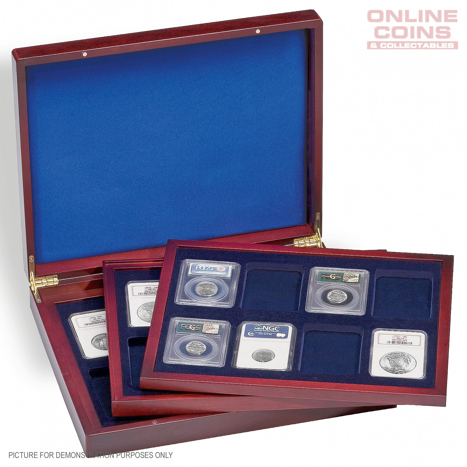 Lighthouse Volterra Trio deLuxe Presentation Case with 3 Wooden Trays - Suits Coin Slabs